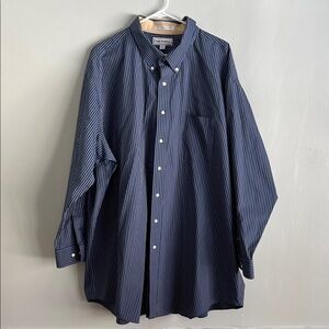Paul Fredrick Men's Blue Striped Button Down Shirt